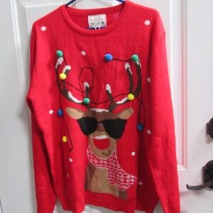 new CHRISTMAS red pull over Christmas Sweater by V28 Sz 2XL